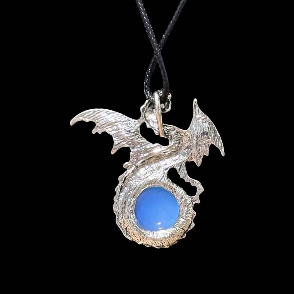 Opalite Dragon Pendant Black Cord Necklace - Picture 2 of 3